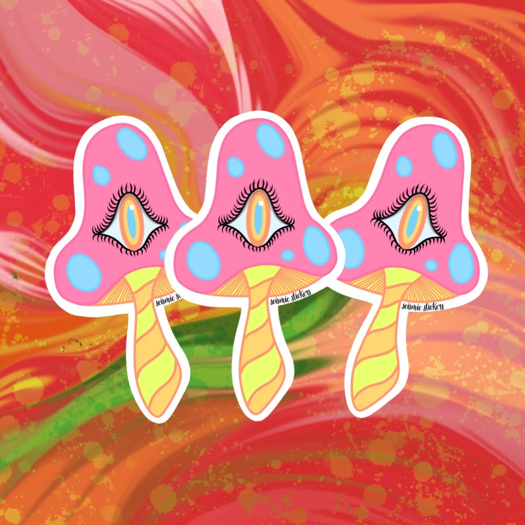 Striped Shroomies - Neon Pink, Yellow, & Blue