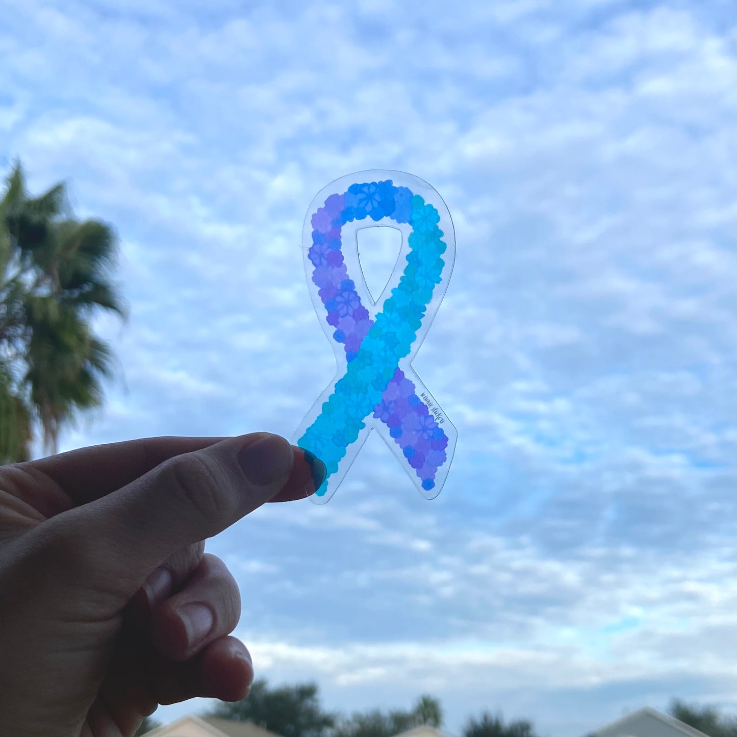 Transparent Suicide Awareness Flower Ribbon