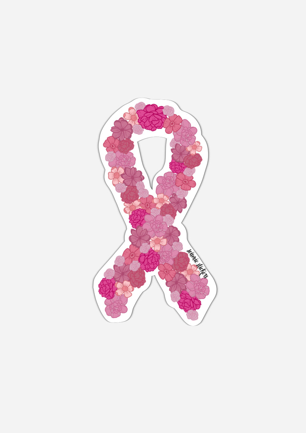 Transparent Breast Cancer Flower Ribbon